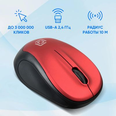 Мышь Oklick 665MW, оптическая, беспроводная, USB, черный и красный [1025135]