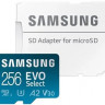 Карта памяти microSDXC UHS-I U3 Samsung EVO Select 256 ГБ, 130 МБ/с, Class 10, MB-ME256KA/AM, 1 шт., переходник SD