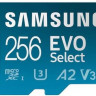 Карта памяти microSDXC UHS-I U3 Samsung EVO Select 256 ГБ, 130 МБ/с, Class 10, MB-ME256KA/AM, 1 шт., переходник SD