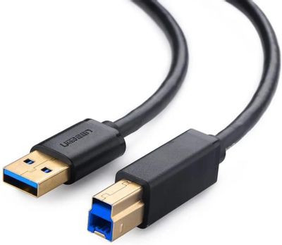 Кабель UGREEN US210, USB 3.0 A(m) - USB 3.0 B (m), ферритовый фильтр , 1м, черный [30753]