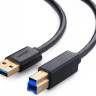 Кабель UGREEN US210, USB 3.0 A(m) - USB 3.0 B (m), ферритовый фильтр , 1м, черный [30753]