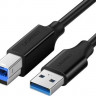Кабель UGREEN US210, USB 3.0 A(m) - USB 3.0 B (m), ферритовый фильтр , 1м, черный [30753]