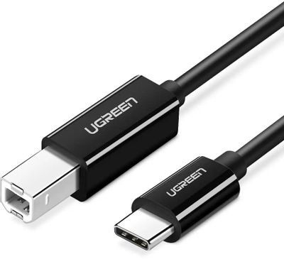 Кабель UGREEN US241, USB 3.0 B(m) (прямой) - USB Type-C (прямой), ферритовый фильтр , круглое, 1м, черный [80811]