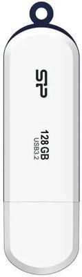 Флешка USB Silicon Power Blaze B32 128ГБ, USB3.2, белый и синий [sp128gbuf3b32v1w]