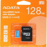 Карта памяти microSDXC UHS-I U1 A-Data Premier Pro 128 ГБ, 100 МБ/с, Class 10, AUSDX128GUICL10A1-RA1, 1 шт., переходник SD