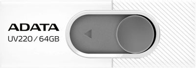 Флешка USB A-Data UV220 64ГБ, USB2.0, белый и серый [auv220-64g-rwhgy]