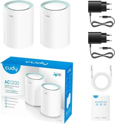 Бесшовный Mesh роутер CUDY M1300(2-Pack), AC1200, белый, 2 шт. в комплекте