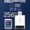 Карта памяти SDXC UHS-I U3 Samsung Pro Ultimate 256 ГБ, 200 МБ/с, Class 10, MB-SY256SB/WW, 1 шт., переходник SD
