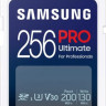 Карта памяти SDXC UHS-I U3 Samsung Pro Ultimate 256 ГБ, 200 МБ/с, Class 10, MB-SY256SB/WW, 1 шт., переходник SD