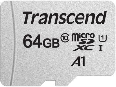 Карта памяти microSDXC UHS-I U1 Transcend 64 ГБ, 100 МБ/с, Class 10, TS64GUSD300S, 1 шт., без адаптера