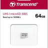 Карта памяти microSDXC UHS-I U1 Transcend 64 ГБ, 100 МБ/с, Class 10, TS64GUSD300S, 1 шт., без адаптера