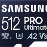 Карта памяти microSDXC UHS-I U3 Samsung Pro Ultimate 512 ГБ, 200 МБ/с, Class 10, MB-MY512SB/WW, 1 шт., переходник SD