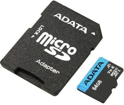 Карта памяти microSDXC UHS-I U1 A-Data Premier Pro 64 ГБ, 85 МБ/с, 10X, Class 10, AUSDX64GUICL10A1-RA1, 1 шт., переходник SD