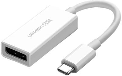 Адаптер UGREEN MM130, DisplayPort (m) - USB Type-C (f), ферритовый фильтр , 0.15м, белый [40372]