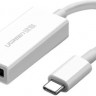 Адаптер UGREEN MM130, DisplayPort (m) - USB Type-C (f), ферритовый фильтр , 0.15м, белый [40372]