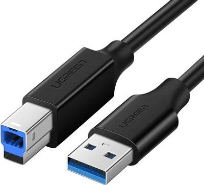 Кабель UGREEN US210, USB 2.0 A(f) (прямой) - USB 3.0 B (m) (прямой), ферритовый фильтр , круглое, 2м, черный [10372]