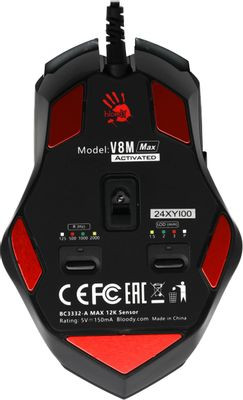 Мышь A4TECH Bloody V8M Max, игровая, оптическая, проводная, USB, черный