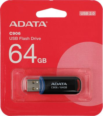 Флешка USB A-Data Classic C906 64ГБ, USB2.0, черный [ac906-64g-rbk]