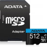 Карта памяти microSDXC UHS-I A-Data Premier Pro 512 ГБ, 100 МБ/с, 1X, Class 10, AUSDX512GUICL10A1-RA1, переходник SD