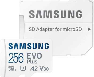 Карта памяти microSDXC UHS-I U3 Samsung EVO Plus 256 ГБ, 130 МБ/с, Class 10, MB-MC256KA, 1 шт., переходник SD