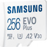 Карта памяти microSDXC UHS-I U3 Samsung EVO Plus 256 ГБ, 130 МБ/с, Class 10, MB-MC256KA, 1 шт., переходник SD