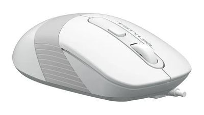 Мышь A4TECH Fstyler FM10, оптическая, проводная, USB, белый и серый [fm10 white]