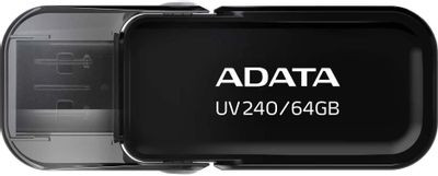 Флешка USB A-Data UV240 64ГБ, USB2.0, черный [auv240-64g-rbk]