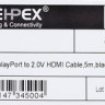 Кабель 1.2v, DisplayPort (m) - HDMI (m), GOLD , 5м, черный