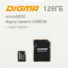 Карта памяти microSDXC UHS-I U3 Digma 128 ГБ, 90 МБ/с, Class 10, CARD30, 1 шт., переходник SD [dgfca128a03]
