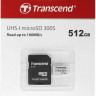 Карта памяти microSDXC UHS-I U3 Transcend 300S 512 ГБ, 100 МБ/с, Class 10, TS512GUSD300S-A, 1 шт., переходник SD