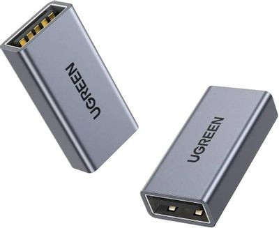 Адаптер UGREEN US381, USB 3.0 A(m) - USB 3.0 A(m), ферритовый фильтр , серый [20119]