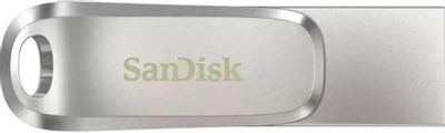 Флешка USB Sandisk Ultra Dual Drive Luxe 64ГБ, USB3.1, серебристый [sdddc4-064g-g46]