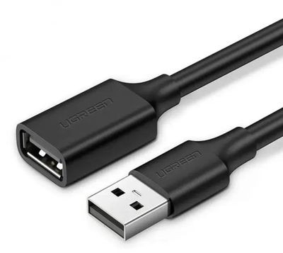 Кабель UGREEN US103, USB 2.0 A(m) (прямой) - USB 2.0 A (f) (прямой), ферритовый фильтр , 2м, черный [10316]