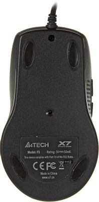 Мышь A4TECH V-Track F5, игровая, оптическая, проводная, USB, черный и рисунок