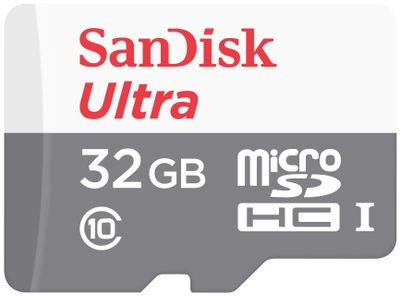 Карта памяти microSDHC UHS-I Sandisk Ultra 32 ГБ, 100 МБ/с, Class 10, SDSQUNR-032G-GN3MN, 1 шт., без адаптера