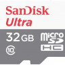 Карта памяти microSDHC UHS-I Sandisk Ultra 32 ГБ, 100 МБ/с, Class 10, SDSQUNR-032G-GN3MN, 1 шт., без адаптера