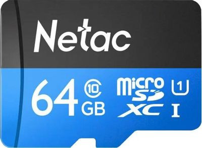 Карта памяти microSDXC UHS-I U1 NETAC P500 64 ГБ, 80 МБ/с, Class 10, NT02P500STN-064G-S, 1 шт., без адаптера
