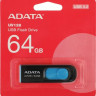 Флешка USB A-Data DashDrive UV128 64ГБ, USB3.0, черный и синий [auv128-64g-rbe]
