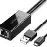 Адаптер UGREEN 30985, USB 3.0 A(m) (прямой) - micro USB 3.0 B (m) (прямой), ферритовый фильтр , круглое, 1м, черный