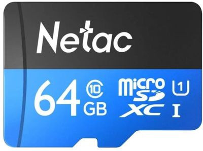 Карта памяти microSDXC UHS-I U1 NETAC P500 64 ГБ, 80 МБ/с, Class 10, NT02P500STN-064G-R, 1 шт., переходник SD