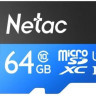 Карта памяти microSDXC UHS-I U1 NETAC P500 64 ГБ, 80 МБ/с, Class 10, NT02P500STN-064G-R, 1 шт., переходник SD