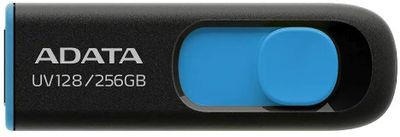 Флешка USB A-Data DashDrive UV128 256ГБ, USB3.0, черный и синий [auv128-256g-rbe]