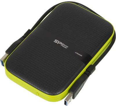 Внешний диск HDD Silicon Power Armor A60 SP020TBPHDA60S3K, 2ТБ, черный/зеленый
