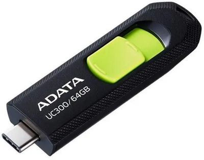 Флешка USB (Type-C) A-Data UC300 64ГБ, USB3.2, черный и зеленый [acho-uc300-64g-rbk/gn]