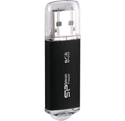 Флешка USB Silicon Power Ultima II-I Series 8ГБ, USB2.0, черный [sp008gbuf2m01v1k]