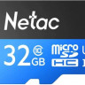 Карта памяти microSDHC UHS-I U1 NETAC P500 32 ГБ, 80 МБ/с, Class 10, NT02P500STN-032G-R, 1 шт., переходник SD