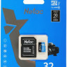 Карта памяти microSDHC UHS-I U1 NETAC P500 32 ГБ, 80 МБ/с, Class 10, NT02P500STN-032G-R, 1 шт., переходник SD
