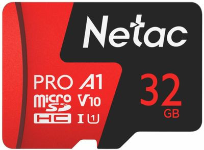 Карта памяти microSDHC UHS-I U1 NETAC P500 Extreme Pro 32 ГБ, 100 МБ/с, Class 10, NT02P500PRO-032G-R, 1 шт., переходник SD