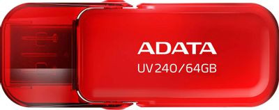 Флешка USB A-Data UV240 64ГБ, USB2.0, красный [auv240-64g-rrd]