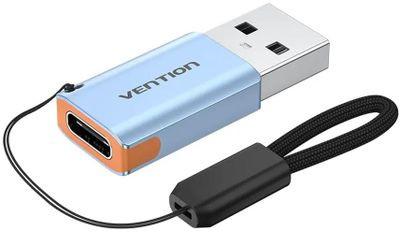 Переходник VENTION CUAH0, USB 3.0 A(m) (прямой) - USB Type-C (f) (прямой), голубой